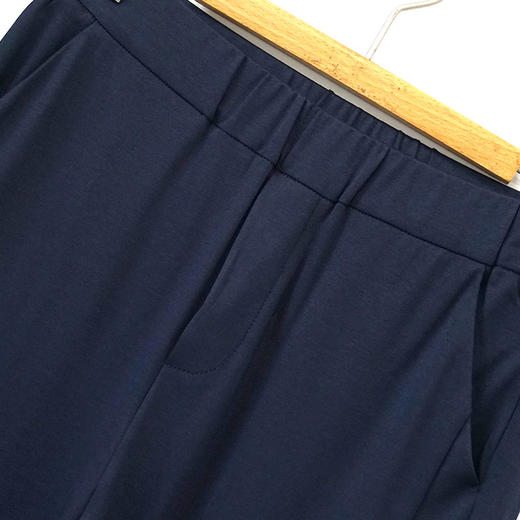 VIVIAN LIU R2437502夏女装新款时尚松紧腰裤脚开叉直筒长裤 商品图2