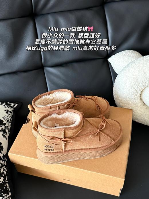 【女款】河南桑坡雪地靴 miu蝴蝶结新款羊毛雪地靴 35-40码 商品图0