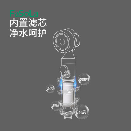 FaSoLa增压过滤花洒净水抑菌美肤喷头热水器旅行便携洗澡淋浴头 商品图2