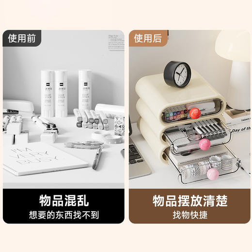 摩登主妇桌面收纳盒化妆品多层整理柜抽屉收纳盒办公室宿舍置物架 商品图3