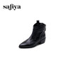 Safiya/索菲娅2024秋冬真皮拉链气质尖头粗跟英伦及踝短筒时装靴 SF44116167 商品缩略图7