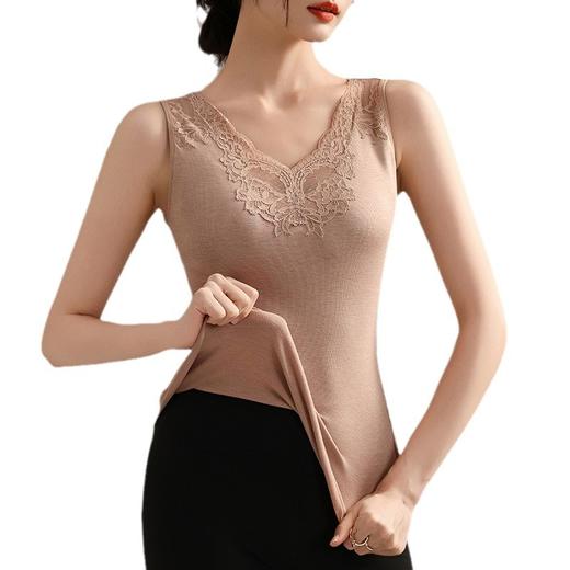 X4D2825-CYS磨毛保暖背心女带胸垫一体秋冬2024新款修身无痕内搭防寒打底衫女 商品图4