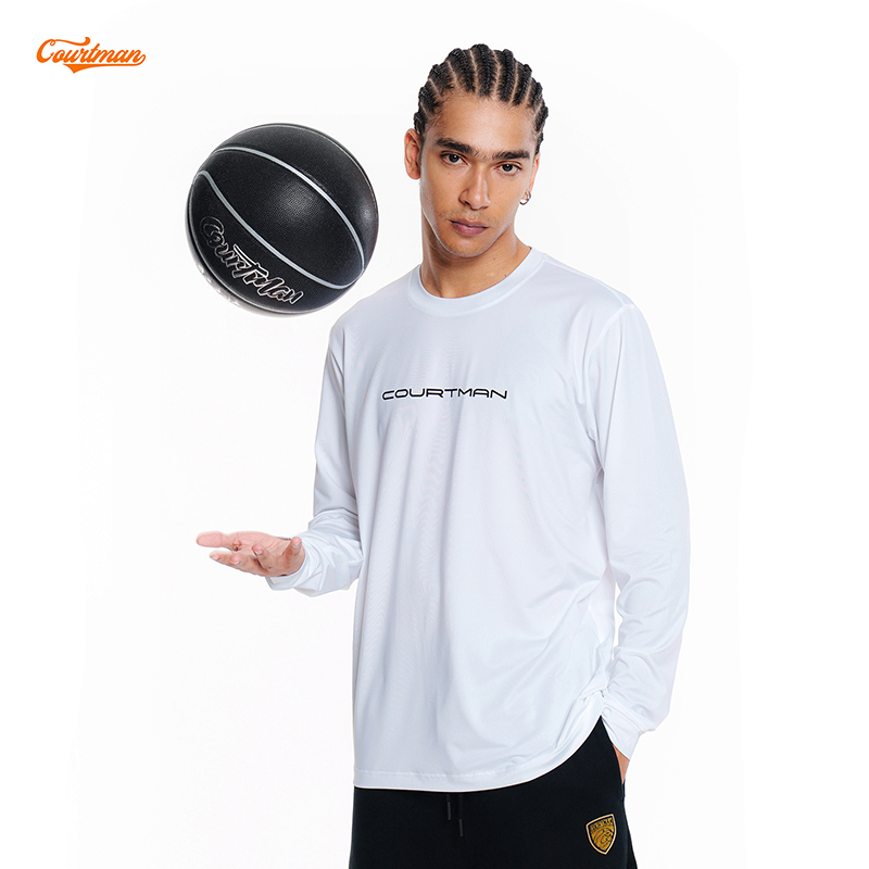 COURTMAN野球帝 后背星标投篮长袖T恤宽松投篮服运动跑步健身上衣