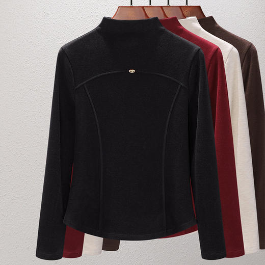 【自】全新升级【铂金会员109/天猫149/差价40】(14008) 洛诗琳秋冬新款桑蚕丝羊毛半高领打底衫德绒中领保暖上衣女 商品图4