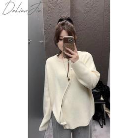 2024新品  佳佳同款【曲线温柔】圆领宽松斜拉链上衣针织时尚休闲百搭秋冬