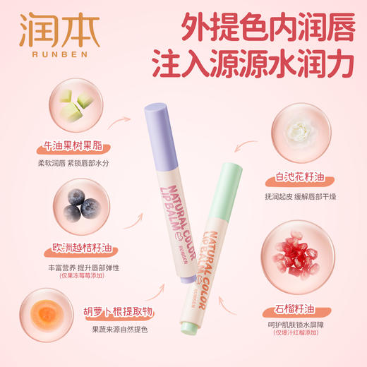 润本天然淡彩润唇膏 小公主的第一支口红 儿童口红 润唇膏 小女孩专用秋冬保湿滋润防干裂宝宝护唇膏提色 商品图3