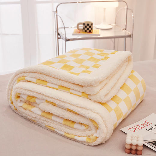 【品牌直发】加倍生活  棋盘格羊羔绒毛毯 牛奶绒羊羔绒复合加厚盖毯 网红爆款 商品图3