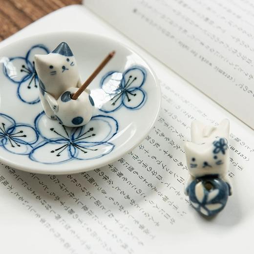 日本KANESAN美浓烧日式可爱猫咪香插香立 商品图0