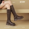 ZHR加绒长筒靴女2024新款冬季欧美风叠穿骑士靴保暖ins高筒瘦瘦靴 商品缩略图9