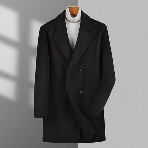 【新款DAB】大依优型大码男装羊毛呢双面呢大衣大衣外套手工呢子中长款胖子休闲男士 商品图6