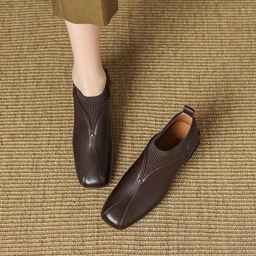 【预售5天】新款粗跟超软头层油蜡羊皮针织单鞋LD&7215 商品图1