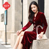 上海逸红颜 司瑶 2025年秋冬新款 丝绒V领连立领中长款中式连衣裙 商品缩略图2