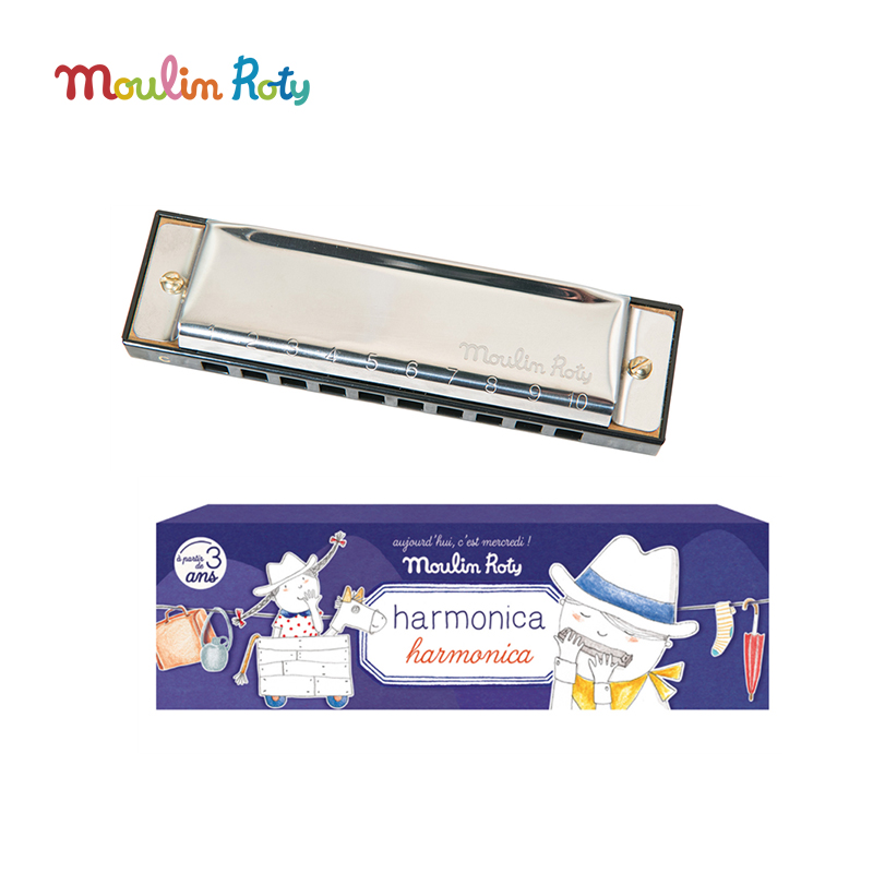 Moulin Roty 假日金属口琴/口风琴 适合3岁+ 音律启蒙 口腔肌肉锻炼 假日系列 法国品牌-713107