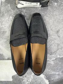 瑕疵意大利产 HUGO BOSS 男士小方头编织纹一脚蹬乐福鞋商务休闲皮鞋