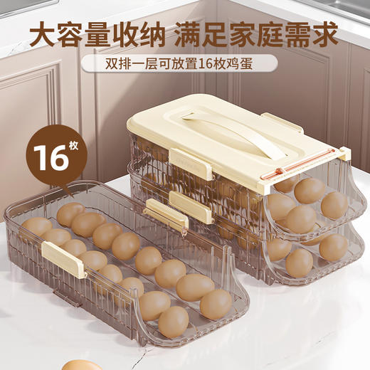 【会“滚蛋”的鸡蛋盒！轻松取蛋】冰箱门滚动鸡蛋架托鸡蛋收纳盒冰箱可叠加便携鸡蛋盒厨房装鸡蛋盒，告别抽拉开盖，取蛋轻而易举。ry 商品图1