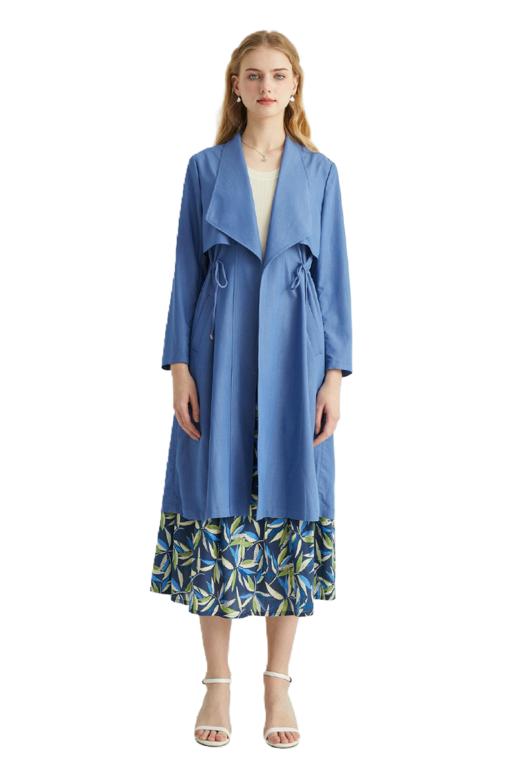 VIVIAN LIU R2423101春女装新款时尚翻领收腰长款风衣 商品图5