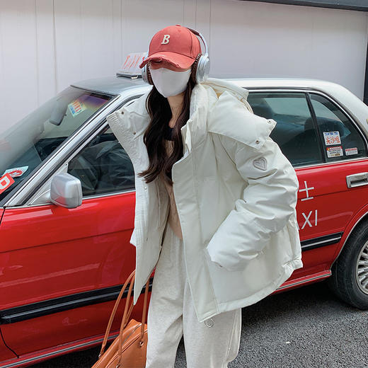 棉衣女冬季新款韩版灰色小爱心短款羽绒棉服学生款大码面包服 商品图1