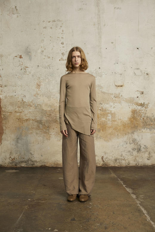 Cortana 灰茶色GENIE初剪羊毛低圆领打底衫 商品图2