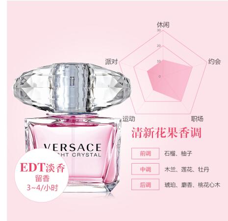 VERSACE范思哲粉耀晶钻女士淡香水30ml 商品图1