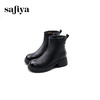 Safiya/索菲娅2024冬真皮复古英伦风时尚厚底粗跟套筒加绒短靴 SF4411A206 商品缩略图1