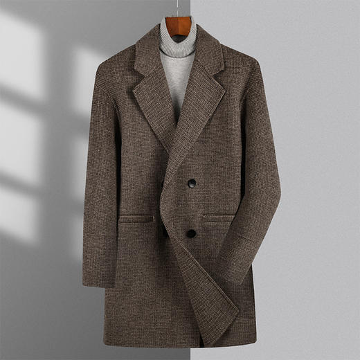 【新款DAB】大依优型大码男装羊毛呢双面呢大衣大衣外套手工呢子中长款胖子休闲男士 商品图8