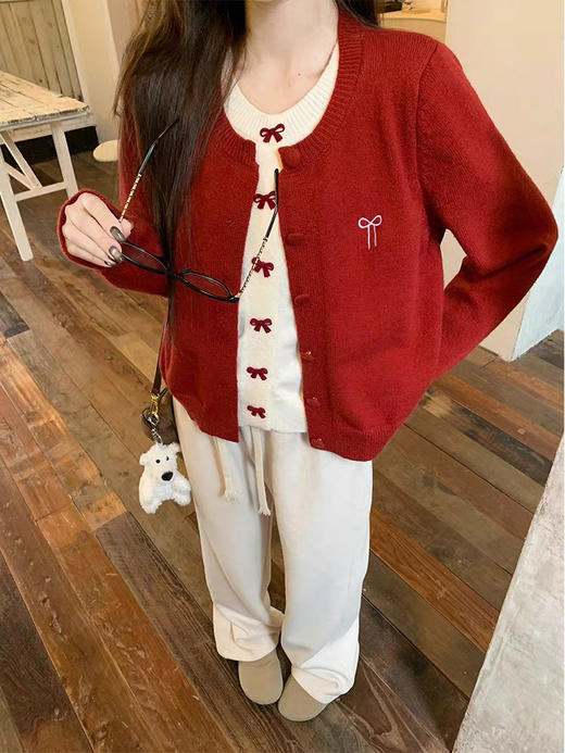 蝴蝶结假两件开衫 商品图2