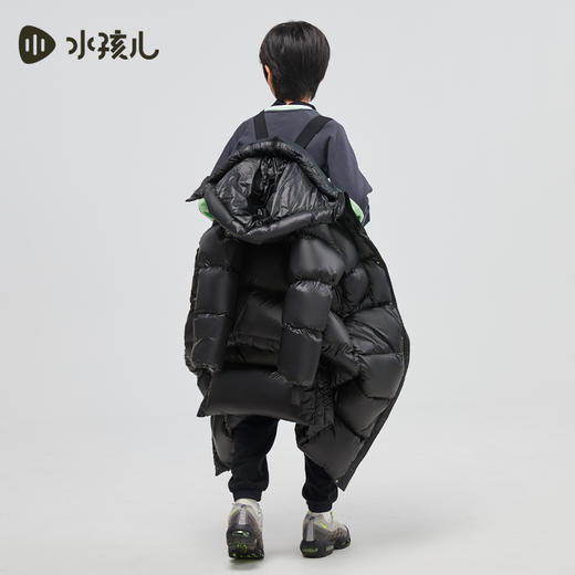 水孩儿童装冬季新款儿童加长款羽绒服男童克轻蓄热外套女童三防纯色鸭绒服 商品图5