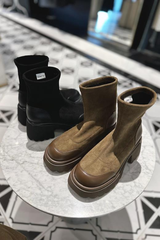 【门店同款】ENJOY冬季极简圆头拼接6寸鞋（加绒） 159749531 商品图3