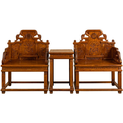 二十世纪 黄花梨宝座式扶手椅成套（两椅一几） 商品图5