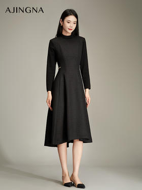 【商场同款】阿菁娜2024冬季新款韩版气质小黑裙A30D112012