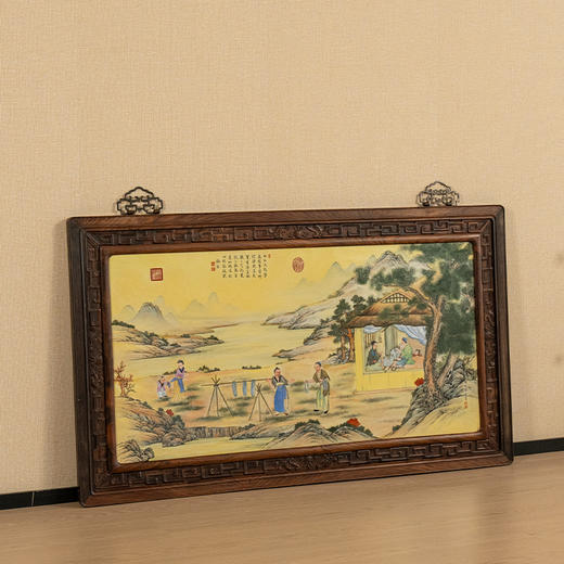 二十世纪 红木镶珐琅彩促织图瓷板画挂屏 商品图4
