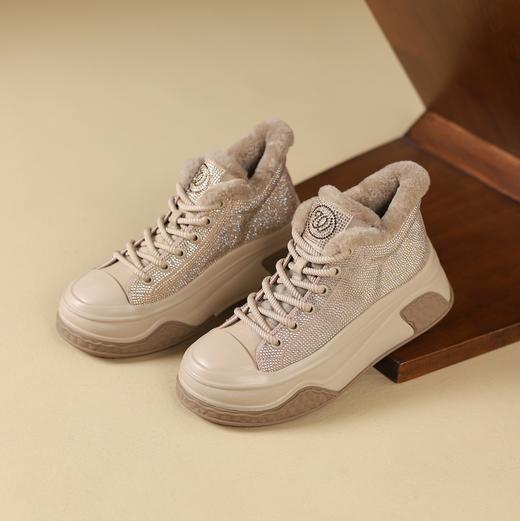 westory2024年秋冬新款休闲风厚底平跟舒适百搭毛毛鞋休闲老爹鞋W24DM85091 商品图0