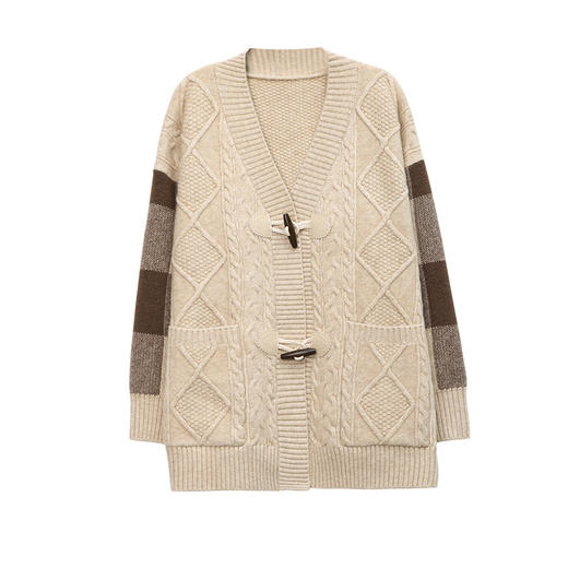 YYJY917 中长款针织开衫女秋装2024年新款时尚牛角扣休闲宽松女士毛衣外套 商品图4