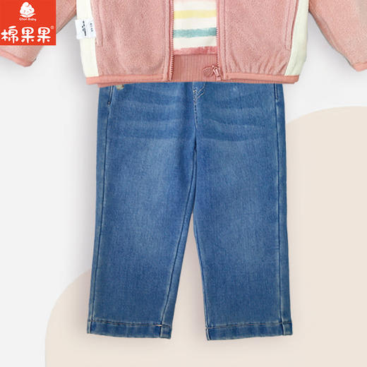 棉果果专柜同款冬季新品男童女童梭织复合绒加绒牛仔裤M402200424632 商品图0