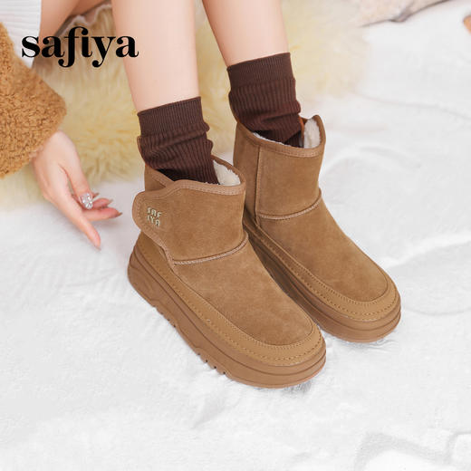 预售10天发|Safiya/索菲娅2024冬季加绒保暖魔术贴休闲厚底雪地靴 SF4411A168 商品图2