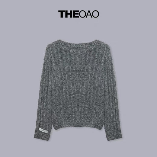 灰色坑条镂空套头衫 商品图0