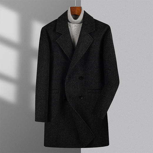 【新款DAB】大依优型大码男装羊毛呢双面呢大衣大衣外套手工呢子中长款胖子休闲男士 商品图7