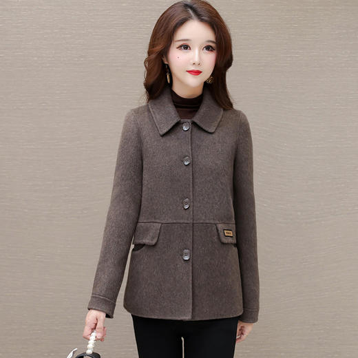 QYM 24ZB07-L时尚毛呢外套洋气翻领单排扣小香风呢子上衣 商品图2