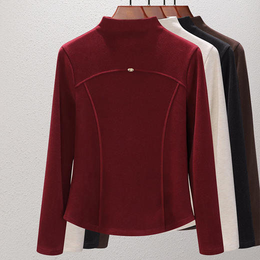 【自】全新升级【铂金会员109/天猫149/差价40】(14008) 洛诗琳秋冬新款桑蚕丝羊毛半高领打底衫德绒中领保暖上衣女 商品图0