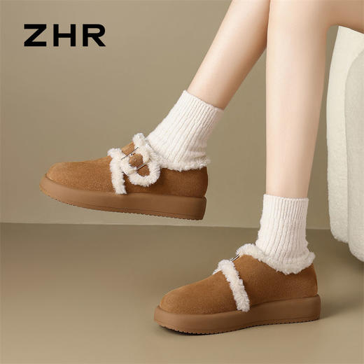 ZHR则则加绒勃肯鞋女2024冬季款保暖加厚真皮超软棉鞋东北雪地靴 商品图8