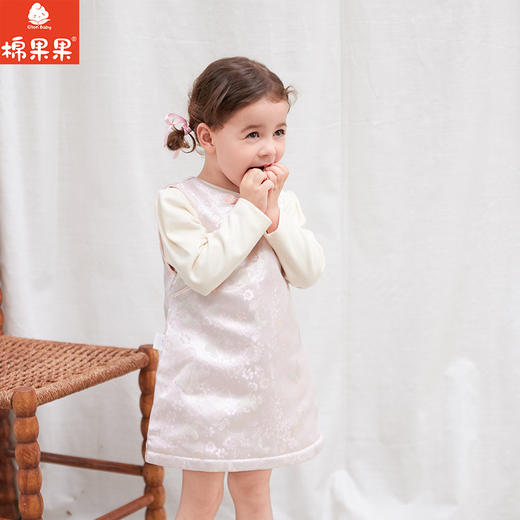 棉果果专柜同款冬季新品女童中国风锦缎夹棉背心裙M522200824658 商品图1