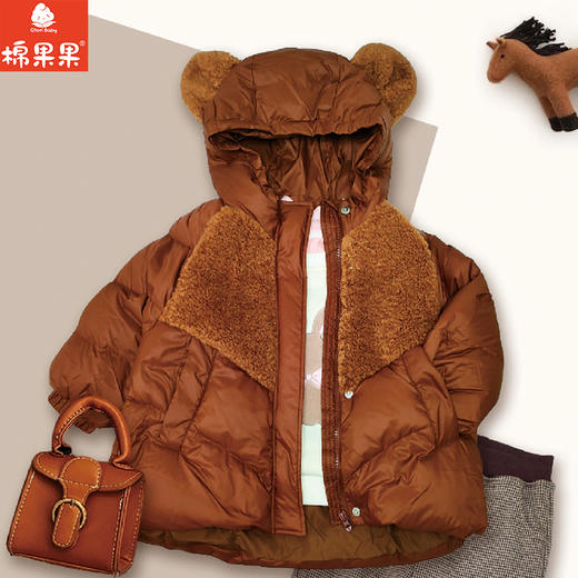 棉果果专柜同款冬季新品女童中长款羽绒服M422102924545 商品图0