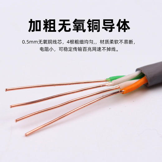 爆款★热销【 四芯@网线/电话线】室内外4芯线信号线电话线户外宽带线网络线延长线监控纯铜4芯双绞纯铜电话线/网线工程家装用四芯连接线监控网络线宽带双绞线4芯纯铜500米监控网线 商品图2