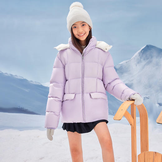 水孩儿童装2024冬季新款女童羽绒服抑菌轻盈中大童保暖外套连帽款 商品图2