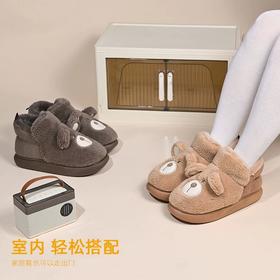 大童/男女冬季学院风棉鞋女童卡通小熊毛绒男童保暖厚底耐磨拖鞋居家男女棉拖鞋【WG24539】