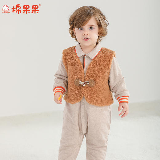 棉果果专柜同款冬季新品男童两件套全棉夹棉连体衣M412722824621 商品图0