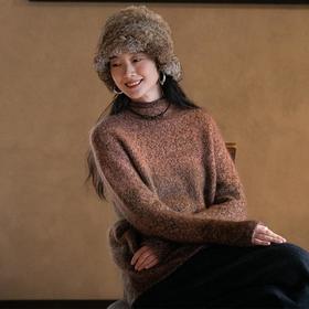 牧衣游原创 渐变色马海毛混织套头衫女新款细腻保暖圆领毛衣 觅贝