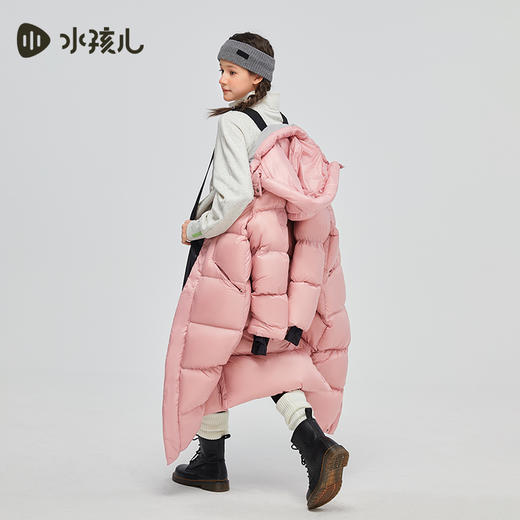 水孩儿童装冬季新款儿童加长款羽绒服男童克轻蓄热外套女童三防纯色鸭绒服 商品图2
