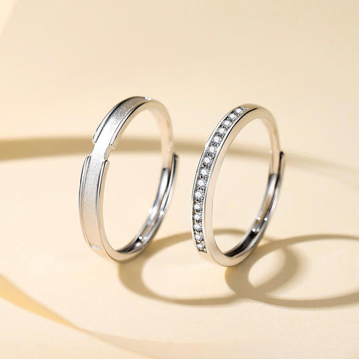 Winy925纯银相守誓言情侣戒指男女对戒可定制刻字送女友生日纪念日礼物 商品图1