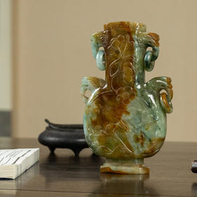 清 翡翠喜上眉梢活环耳赏瓶摆件